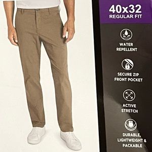 Weatherproof Men’s Pants Flex Flatfront Khakis Tan Performance Flex Pant